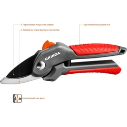GRINDA G-22, 200 мм, с двухкомпонентными рукоятками, плоскостной секатор (423122) zb  423122