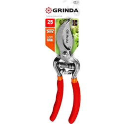 GRINDA  G-5, 210 мм, высокоуглеродистая сталь, цельнокованый, эргономичные рукоятки, покрытие ПВХ, плоскостной секатор (423105) 423105
