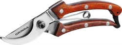 GRINDA  P-17, 195 мм, из нержавеющей стали, с деревянными рукоятками, цельнокованый компактный плоскостной секатор, PROLine (423417) 423417