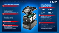 ЗУБР High Power, 20 В, 3.0 А·ч, аккумулятор LMS, ПРОФЕССИОНАЛ (BP-H-20-3) zb  bp-h-20-3