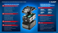 ЗУБР High Power, 20 В, 4.0 А·ч, аккумулятор LMS, ПРОФЕССИОНАЛ (BP-H-20-4) zb  bp-h-20-4