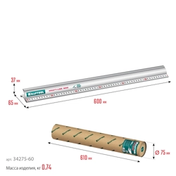 KRAFTOOL KRAFT-LINE, 0.6 м, усиленная алюминиевая линейка со стальной направляющей (34275-60) zb  34275-60