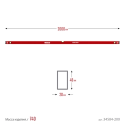 ЗУБР МАСТЕР, 2000 мм, уровень с усиленным профилем (34584-200) zb  34584-200_z01