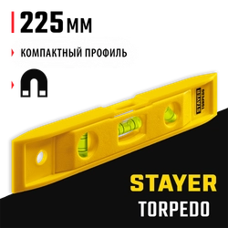 STAYER TORPEDO, 225 мм, короткий магнитный уровень (3454) zb  3454_z02