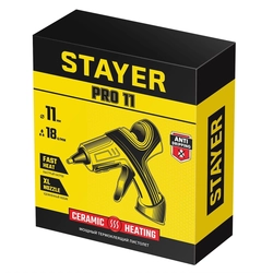 STAYER  PRO 11, d 11 мм, 18 г/мин, электрический, пистолет термоклеевой, Professional (0681-20) 0681-20