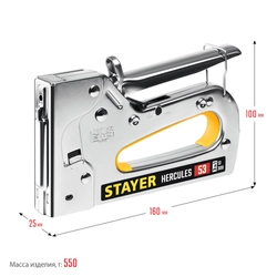 STAYER HERCULES-53, тип 53 (A/10/JT21) 23GA (6 - 14 мм)/13/300, стальной рессорный степлер, Professional (31519) zb  31519