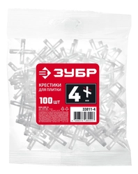 ЗУБР  4 мм, 100 шт, крестики для плитки (33811-4) 33811-4