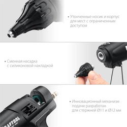 KRAFTOOL Industrial 300, d 11 - 12 мм, 45 г/мин, электрический термоклеевой пистолет (06842) zb  6842