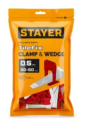 STAYER СВП TileFix, комплект: 0,5 мм, зажим + клин, 50 + 50 шт, система выравнивания плитки ″ворота″ (33840-H50) zb  33840-h50