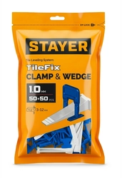 STAYER СВП TileFix, комплект: 1,0 мм, зажим + клин, 50 + 50 шт, система выравнивания плитки ″ворота″ (33841-H50) zb  33841-h50