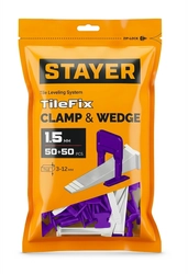 STAYER СВП TileFix, комплект: 1,5 мм, зажим + клин, 50 + 50 шт, система выравнивания плитки ″ворота″ (33842-H50) zb  33842-h50