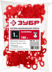 ЗУБР  СВП, 1.0 мм, зажим 100 шт, система выравнивания плитки (33861-100) 33861-100