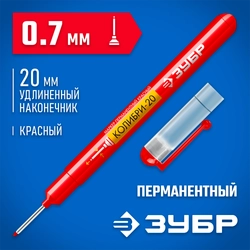 ЗУБР Колибри-20 красный, наконечник L 20 мм, ᴓ 2 мм, перманентный маркер для отверстийл (06328-3) zb  06328-3