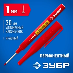 ЗУБР Колибри-30 красный, наконечник L 30 мм, d 3.0 мм, перманентный маркер для отверстий (06338-3) zb  06338-3