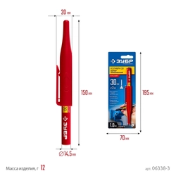 ЗУБР Колибри-30 красный, наконечник L 30 мм, d 3.0 мм, перманентный маркер для отверстий (06338-3) zb  06338-3
