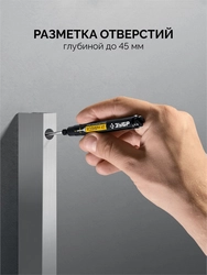 ЗУБР Колибри-45 черный, наконечник L 45 мм, ᴓ 3 мм, перманентный маркер для отверстий (06339-2) zb  06339-2