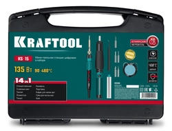 KRAFTOOL KS-15, 14-в-1, 90 - 480°C, 135 Вт, цифровая мини-паяльная станция в кейсе (55346) zb  55346