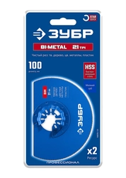 ЗУБР BIM d 100 мм, 21TPI полотно биметаллическое дисковое, чистый рез: твердое дерево, цветные металлы, пластик, StarQuick (15575-100) zb  15575-100