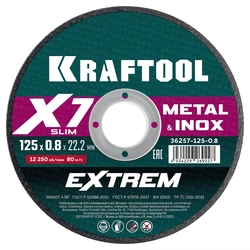 KRAFTOOL X7-EXTREM 125x0.8 мм по металлу отрезной диск для аккумуляторных УШМ (36257-125-0.8) zb  36257-125-0.8