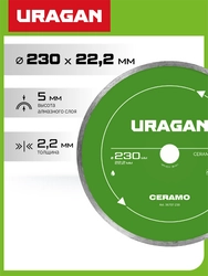 URAGAN CERAMO 230 мм, диск алмазный отрезной сплошной (36707-230) zb  36707-230
