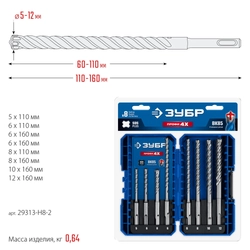 ЗУБР ПРОФИ-4Х 8шт набор №2, буры SDS-plus (29313-H8-2) zb  29313-h8-2
