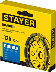 STAYER Double, d 125 мм, двухрядная алмазная шлифовальная чашка (33381-125) zb  33381-125_z02