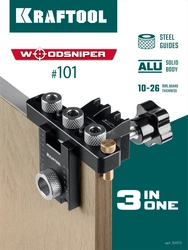KRAFTOOL Woodsniper 101, ″3-в-1″ кондуктор для эксцентриковых стяжек и шкантов (30072) zb  30072