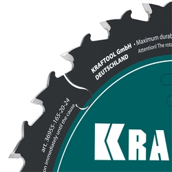 KRAFTOOL Slim wood cut 165 х 20 x 1.6 мм, 24Т, диск пильный по дереву, (36955-165-20-24) zb  36955-165-20-24