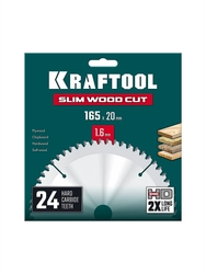KRAFTOOL Slim wood cut 165 х 20 x 1.6 мм, 24Т, диск пильный по дереву, (36955-165-20-24) zb  36955-165-20-24
