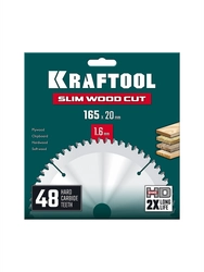 KRAFTOOL Slim wood cut 165 х 20 x 1.6 мм, 48Т, диск пильный по дереву, (36955-165-20-48) zb  36955-165-20-48