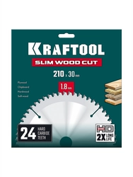 KRAFTOOL Slim wood cut 210 х 30 x 1.8 мм, 24Т, диск пильный по дереву, (36955-210-30-24) zb  36955-210-30-24