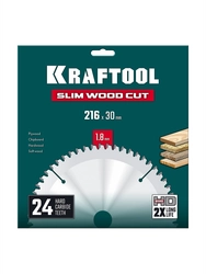 KRAFTOOL Slim wood cut 216 х 30 x 1.8 мм, 24Т, диск пильный по дереву, (36955-216-30-24) zb  36955-216-30-24