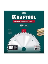 KRAFTOOL Slim wood cut 250 х 30 x 2.0 мм, 88Т, диск пильный по дереву, (36955-250-30-88) zb  36955-250-30-88