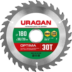 URAGAN Optima, 180 х 30/20 мм, 30Т, пильный диск по дереву (36801-180-30-30) zb  36801-180-30-30_z01