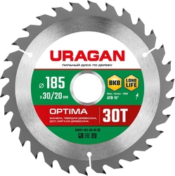 URAGAN Optima, 185 х 30/20 мм, 30Т, пильный диск по дереву (36801-185-30-30) zb  36801-185-30-30_z01