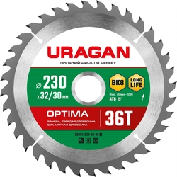 URAGAN Optima, 230 х 32/30 мм, 36Т, пильный диск по дереву (36801-230-32-36) zb  36801-230-32-36_z01