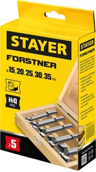 STAYER Forstner, 5 шт: 15-20-25-30-35 мм, набор сверл Форстнера по дереву, ДСП (29985-H5) zb  29985-h5_z01