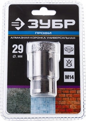 ЗУБР АВК, d 29 мм, (М14, 15 мм кромка), вакуумная алмазная коронка, Профессионал (29865-29) zb  29865-29