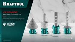 KRAFTOOL VS DIAMOND d 6 мм (М14, 50 мм), Вакуумная алмазная фреза пальчиковая с конусом (29811-06) zb  29811-06