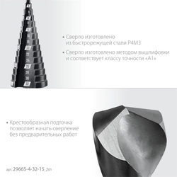 ЗУБР 4-32мм, 15 ступеней, сверло ступенчатое (29665-4-32-15) zb  29665-4-32-15_z01