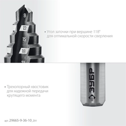 ЗУБР 9-36мм, 10 ступеней, сверло ступенчатое (29665-9-36-10) zb  29665-9-36-10_z01