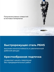ЗУБР BLACK FORCE 4-20мм, 9 ступеней, винтовая проточка, сверло ступенчатое, ПРОФЕССИОНАЛ (29671-4-20-9) zb  29671-4-20-9