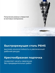 ЗУБР BLACK FORCE 4-39мм, 14 ступеней, винтовая проточка, сверло ступенчатое, ПРОФЕССИОНАЛ (29671-4-39-14) zb  29671-4-39-14