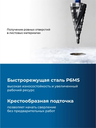 ЗУБР BLACK FORCE 6-30мм, 13 ступеней, винтовая проточка, сверло ступенчатое, ПРОФЕССИОНАЛ (29671-6-30-13) zb  29671-6-30-13