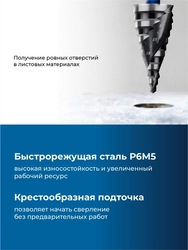 ЗУБР BLACK FORCE 6-38мм, 12 ступеней, винтовая проточка, сверло ступенчатое, ПРОФЕССИОНАЛ (29671-6-38-12) zb  29671-6-38-12