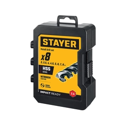 STAYER НЕХ-1/4″, 8 шт, набор сверл по металлу для винтовёртов и шуруповертов IMPACT READY (29603-H8) zb  29603-h8