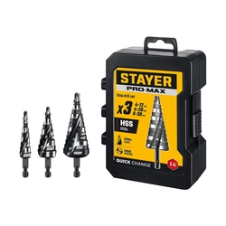 STAYER Pro-Max 3 шт, 4-30мм, винтовая спираль, набор сверл ступенчатых (29661-4-30-H3) zb  29661-4-30-h3