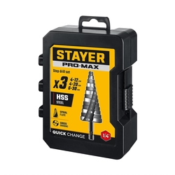 STAYER Pro-Max 3 шт, 4-30мм, винтовая спираль, набор сверл ступенчатых (29661-4-30-H3) zb  29661-4-30-h3