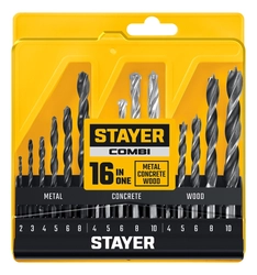 STAYER Combi 16 предметов, набор комбинированных сверл (29720-H16) zb  29720-h16_z01