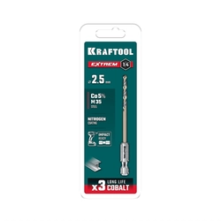 KRAFTOOL НЕХ-1/4″, d 2,5 х 69 мм, сверло по металлу для винтовёртов и шуруповертов IMPACT READY (29652-2.5) zb  29652-2.5